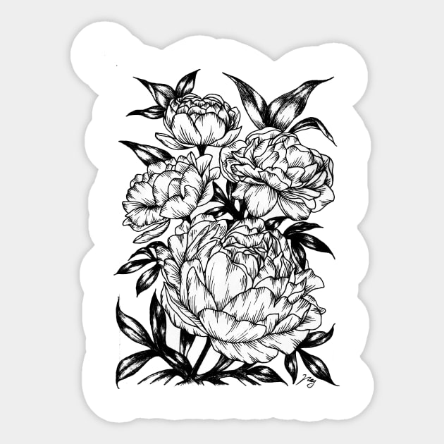 Peonies Sticker by Akbaly